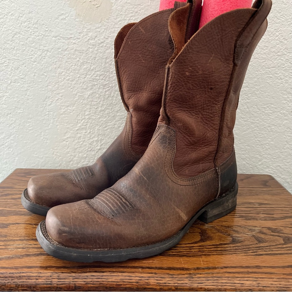 Ariat Men's Leather Brown Rambler Square Toe Boots Size 9.5 D